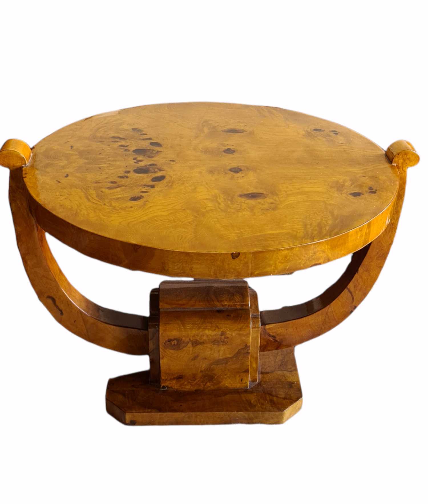 Mesa de centro Art Déco de madera de nogal