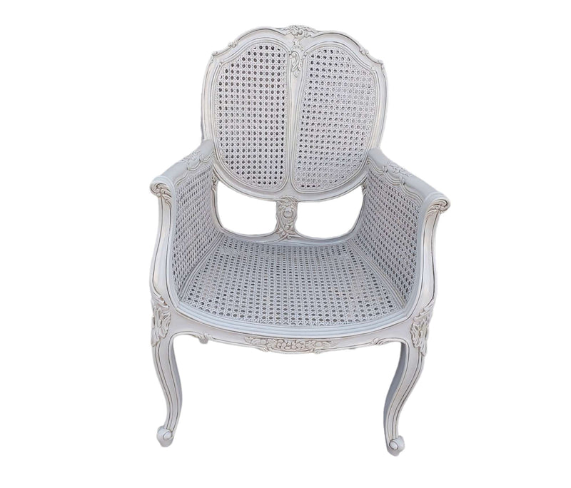 French Rattan & wood Armchair