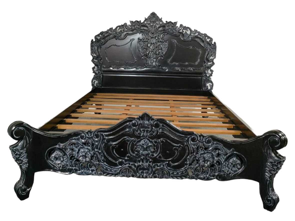 CAMA ROCOCÓ FRANCÉS NEGRO
